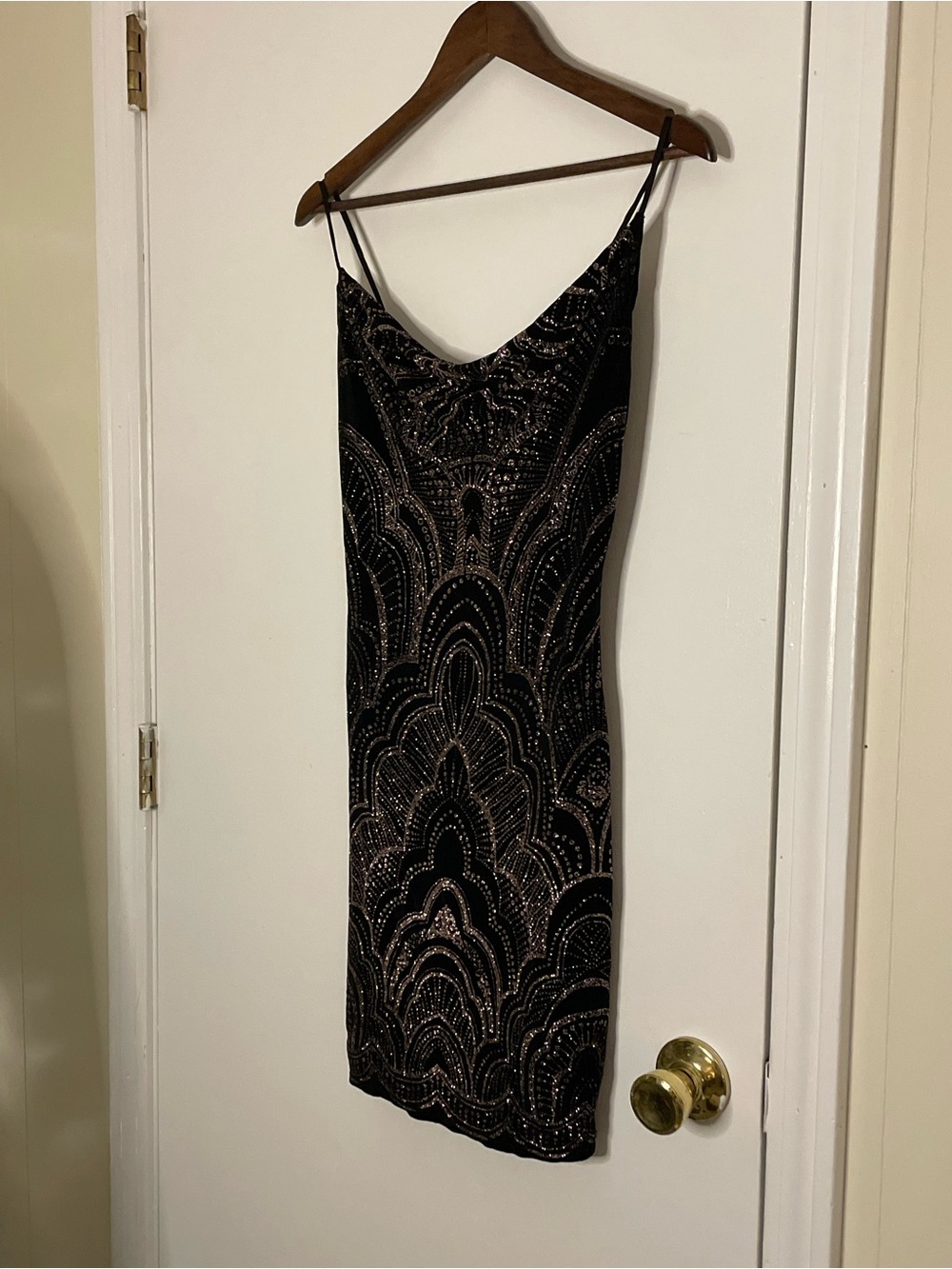 Jump Apparel Black Sparkly Mini/ Hoco Dress with Rose Gold Sequins